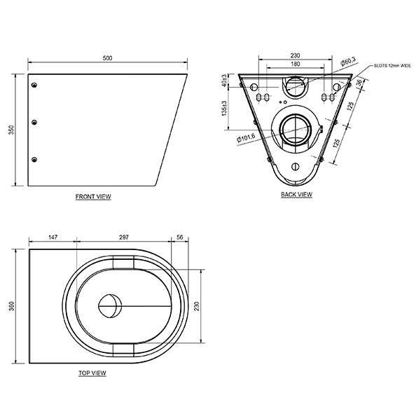 CMPX592 Standard Wall Hung Pan Back Entry